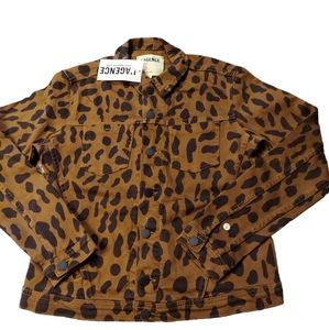 L'Agence Celine Animal Print Womens Denim Jacket NWT Size M